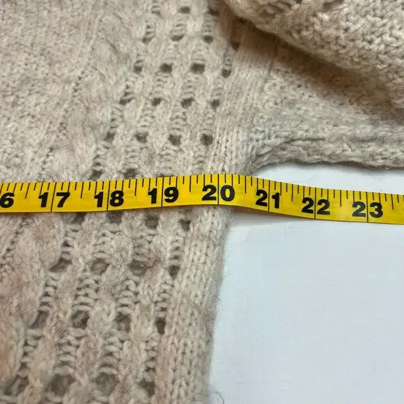 American Eagle Alpaca Wool Blend Sweater Women's Large Cozy Cable Knit Pullover - Picture 7 of 11